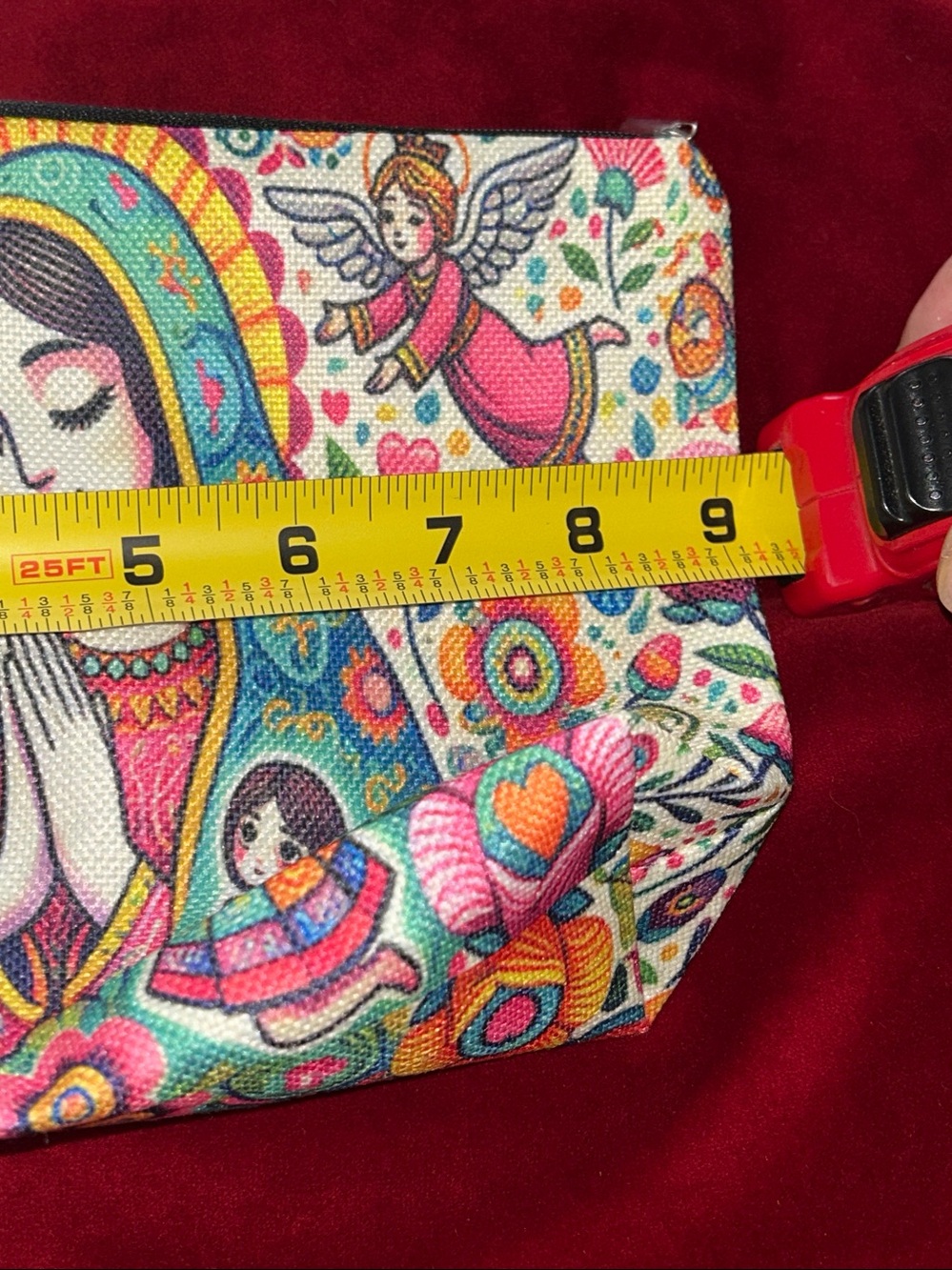 Floral Virgin Mary Canvas Zip Pouch - Multicolor - Picture 6 of 9
